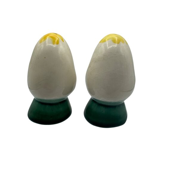 Vintage Anthropomorphic Ceramic Egg Shaped Salt & Pepper Shakers - Picture 5 of 6